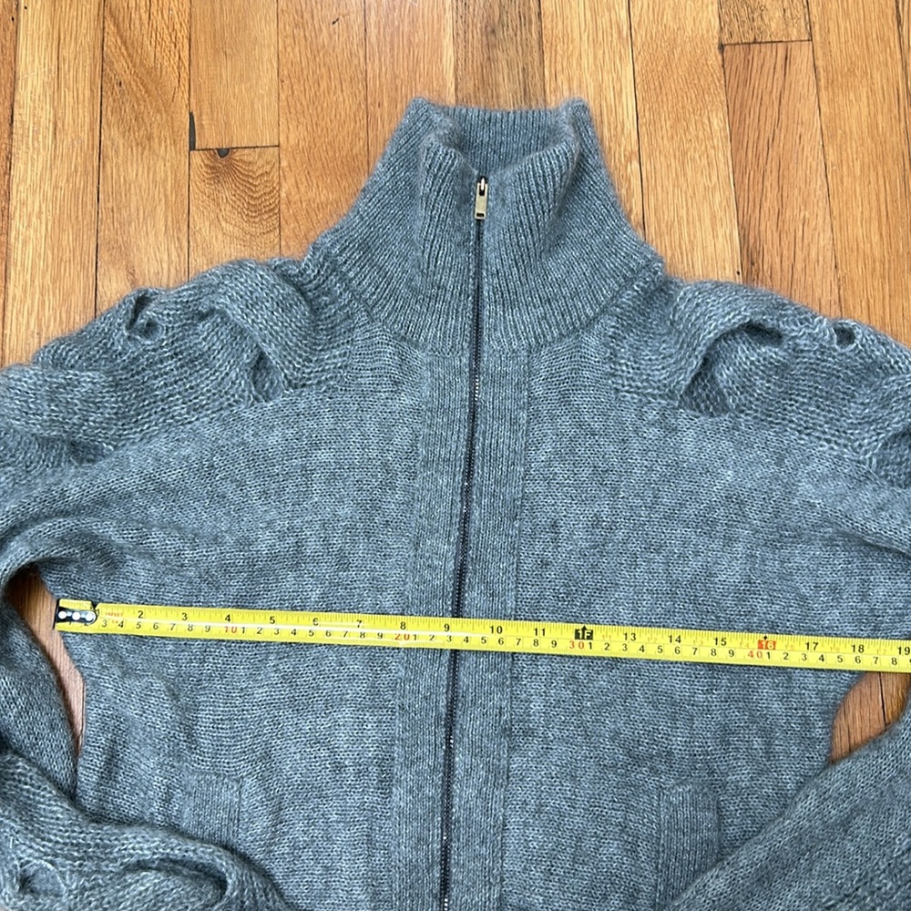 Maison Martin Margiela MM6 Zip Up Cardigan Gray Sleeve Cutouts NWT Size Small - Picture 5 of 7